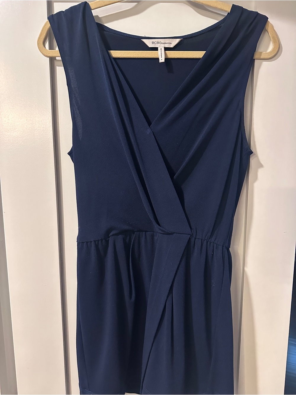 BCBGeneration Navy Sleeveless Wrap Romper small